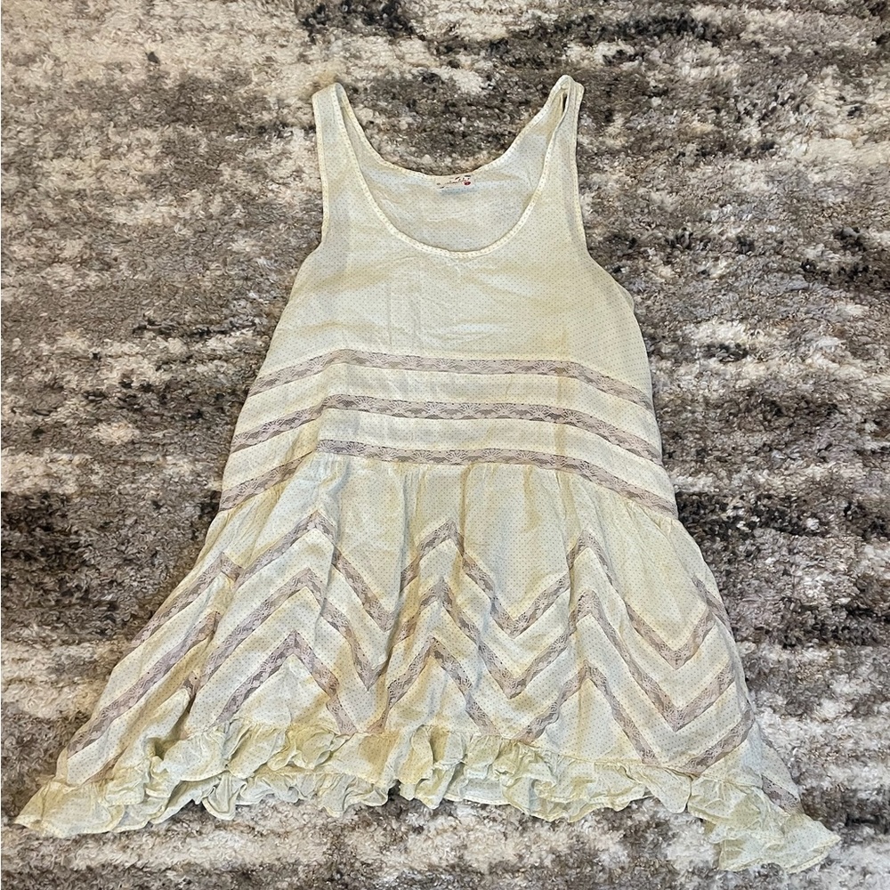 Intimately Free People Size Small Cream Coloured Frilly Tank Tunic Dress